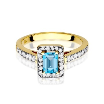 Inel Aur 14K cu Topaz Swiss 0.65 ct si Diamante Naturale 0.22 ct - Img 2