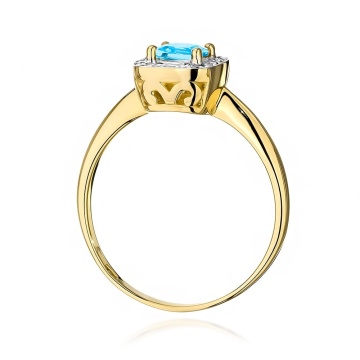 Inel Aur 14K cu Topaz Swiss 0.70 ct si Diamante Naturale 0.10 ct - Img 3