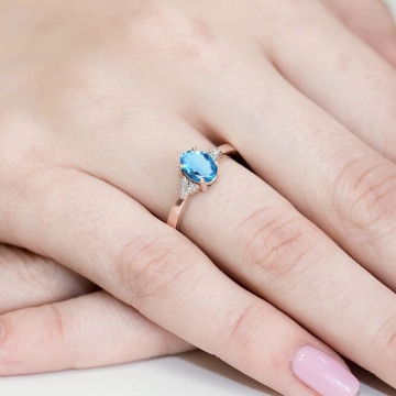 Inel Aur 14K cu Topaz Swiss 0.90 ct si Diamante Naturale 0.05 ct - Img 8