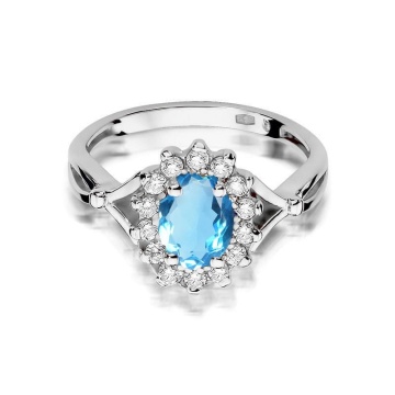 Inel Aur 14K cu Topaz Swiss 0.90 ct si Diamante Naturale 0.12 ct - Img 6