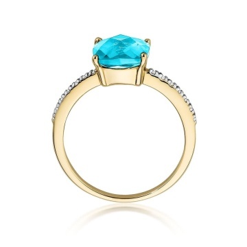 Inel Aur 14K cu Topaz Swiss 2.00 ct si Diamante Naturale 0.07 ct - Img 3