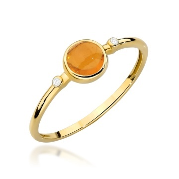 Inel Aur 14K cu Yellow Tourmaline 0.60 ct si Diamante Naturale 0.01 ct