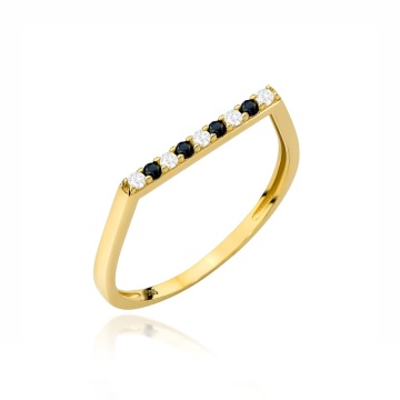 Inel Aur 14k cu Zirconii Albe si Negre - Img 2