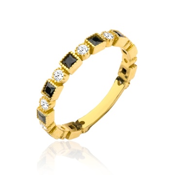 Inel Aur 14k cu Zirconii Albe si Negre - Img 7