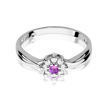 Inel Aur 9K cu Ametist 0.10 ct si Diamante Naturale 0.12 ct - Img 5