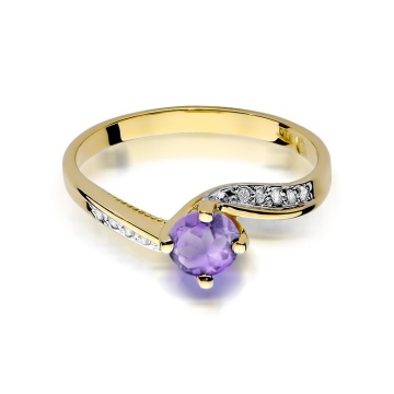 Inel Aur 9K cu Ametist 0.50 ct si Diamante Naturale 0.05 ct - Img 7