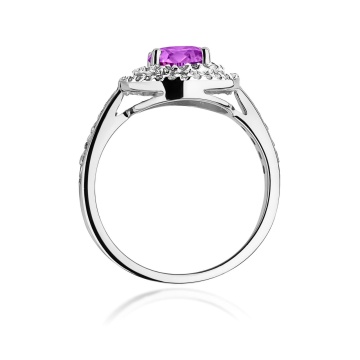 Inel Aur 9K cu Ametist 0.90 ct si Diamante Naturale 0.37 ct - Img 7