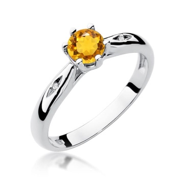 Inel Aur 9K cu Citrin 0.50 ct si Diamante Naturale 0.01 ct - Img 6