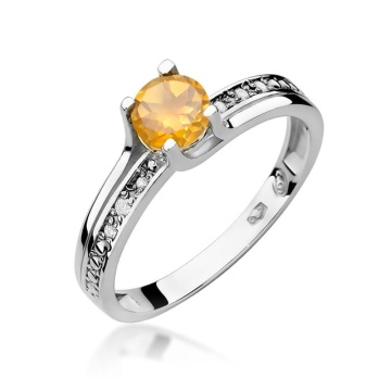 Inel Aur 9K cu Citrin 0.50 ct si Diamante Naturale 0.03 ct - Img 5