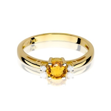 Inel Aur 9K cu Citrin 0.50 ct si Diamante Naturale 0.03 ct - Img 2