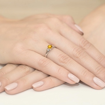 Inel Aur 9K cu Citrin 0.50 ct si Diamante Naturale 0.03 ct - Img 8