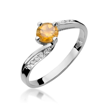 Inel Aur 9K cu Citrin 0.50 ct si Diamante Naturale 0.05 ct - Img 5