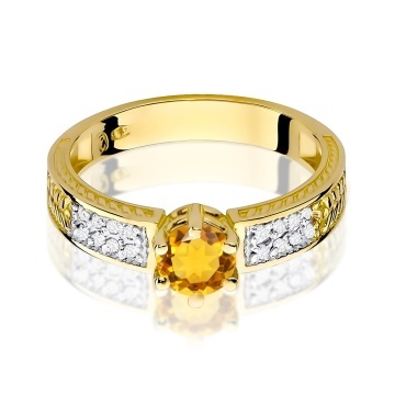Inel Aur 9K cu Citrin 0.50 ct si Diamante Naturale 0.08 ct - Img 2