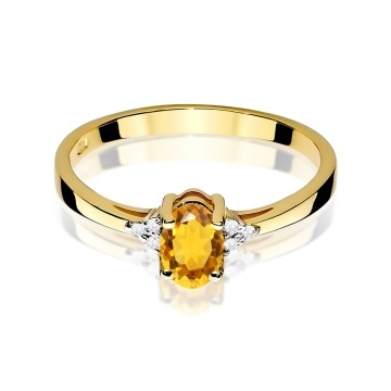 Inel Aur 9K cu Citrin 0.60 ct si Diamante Naturale 0.05 ct - Img 2