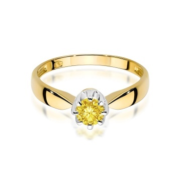 Inel Aur 9K cu Diamant Galben de Laborator 0.50 ct - Img 2