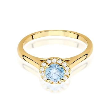 Inel Aur 9K cu Diamante Albastre de Laborator 0.62 ct - Img 2