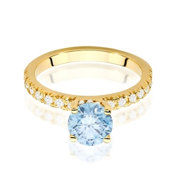 Inel Aur 9K cu Diamante Albastre de Laborator 1.26 ct - Img 2