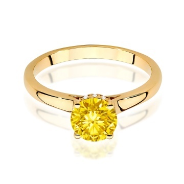 Inel Aur 9K cu Diamante Galbene de Laborator 1.07 ct - Img 2