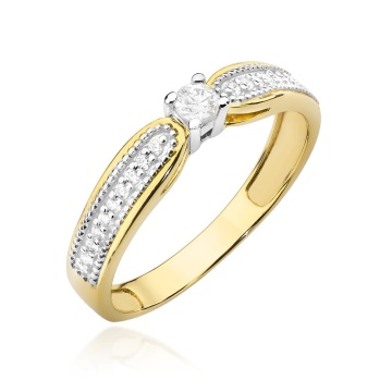 Inel Aur 9K cu Diamante Naturale 0.17 ct