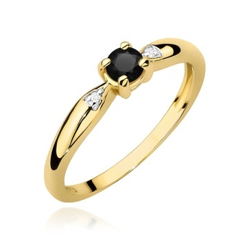 Inel Aur 9K cu Diamante Naturale Albe si Negre 0.13 ct - Img 1