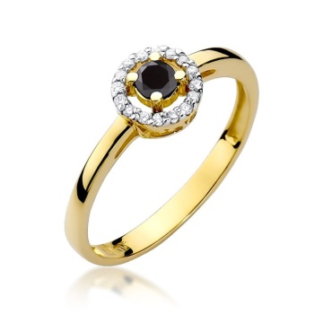Inel Aur 9K cu Diamante Naturale Albe si Negre 0.20 ct