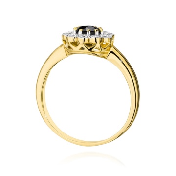 Inel Aur 9K cu Diamante Naturale Albe si Negre 0.80 ct - Img 3