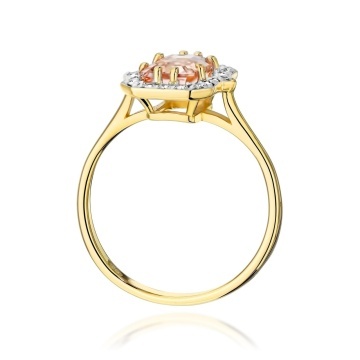 Inel Aur 9K cu Morganit 1.00 ct si Diamante Naturale 0.17 ct - Img 3