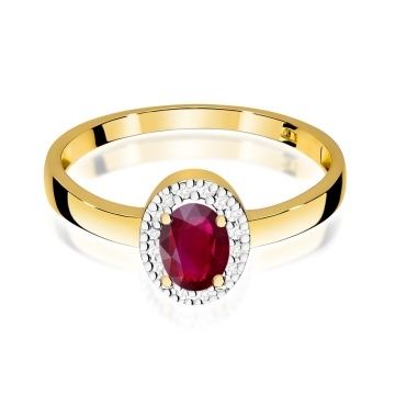 Inel Aur 9K cu Rubin 0.60 ct si Diamante Naturale 0.08 ct - Img 2