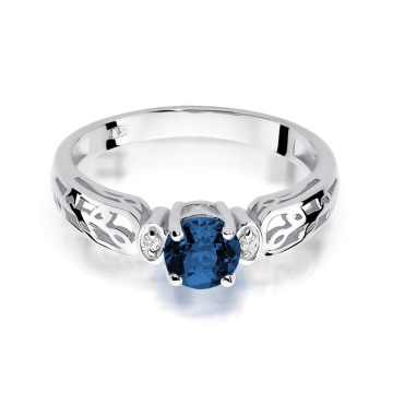 Inel Aur 9K cu Safir 0.50 ct si Diamante Naturale 0.02 ct - Img 6