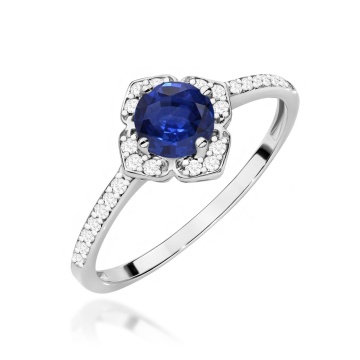 Inel Aur 9K cu Safir 0.50 ct si Diamante Naturale 0.13 ct - Img 5