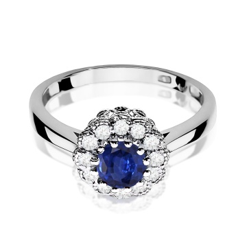 Inel Aur 9K cu Safir 0.50 ct si Diamante Naturale 0.17 ct - Img 5