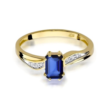 Inel Aur 9K cu Safir 0.60 ct si Diamante Naturale 0.03 ct - Img 2