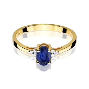 Inel Aur 9K cu Safir 0.70 ct si Diamante Naturale 0.05 ct - Img 2