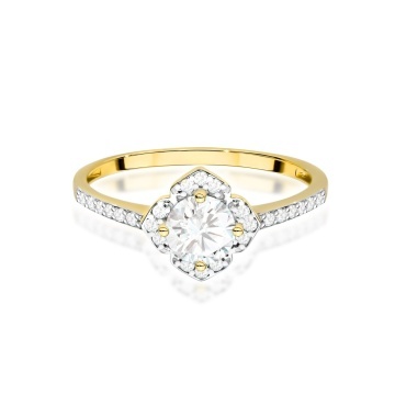Inel Aur 9K cu Safir Alb 0.60 ct si Diamante Naturale 0.13 ct - Img 2