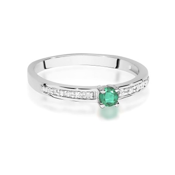 Inel Aur 9K cu Smarald 0.15 ct si Diamante Naturale 0.05 ct - Img 6