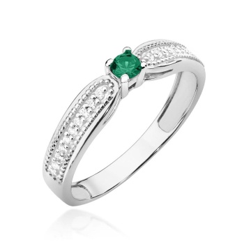 Inel Aur 9K cu Smarald 0.15 ct si Diamante Naturale 0.09 ct - Img 5