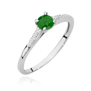 Inel Aur 9K cu Smarald 0.30 ct si Diamante Naturale 0.03 ct - Img 5