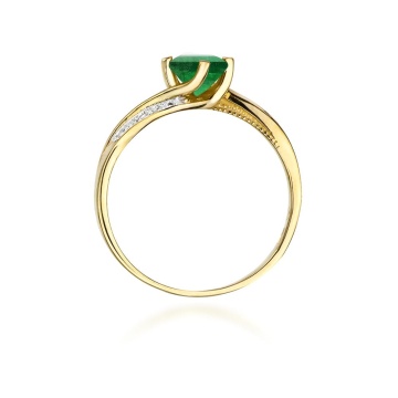 Inel Aur 9K cu Smarald 0.50 ct si Diamante Naturale 0.05 ct - Img 3