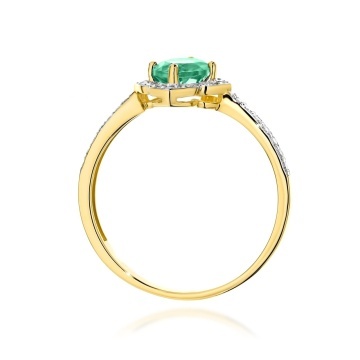 Inel Aur 9K cu Smarald 0.50 ct si Diamante Naturale 0.13 ct - Img 3