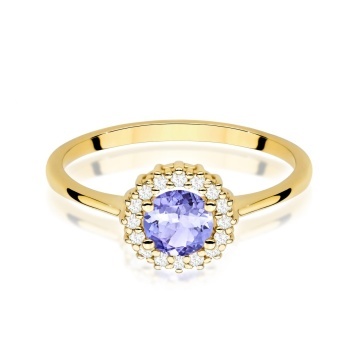 Inel Aur 9K cu Tanzanit 0.50 ct si Diamante Naturale 0.14 ct - Img 2