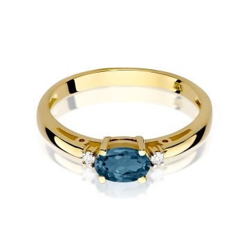 Inel Aur 9K cu Topaz London Blue 0.50 ct si Diamante Naturale 0.03 ct - Img 2