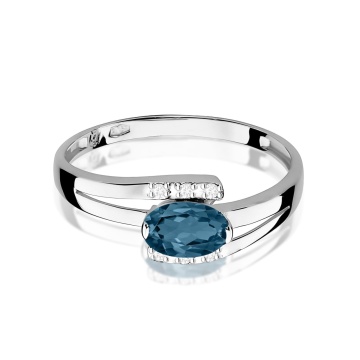 Inel Aur 9K cu Topaz London Blue 0.50 ct si Diamante Naturale 0.05 ct - Img 6