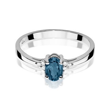Inel Aur 9K cu Topaz London Blue 0.50 ct si Diamante Naturale 0.05 ct - Img 6