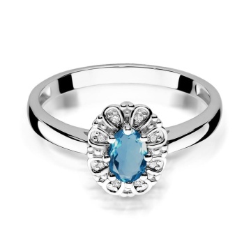 Inel Aur 9K cu Topaz London Blue 0.50 ct si Diamante Naturale 0.07 ct - Img 6