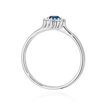 Inel Aur 9K cu Topaz London Blue 0.50 ct si Diamante Naturale 0.10 ct - Img 7