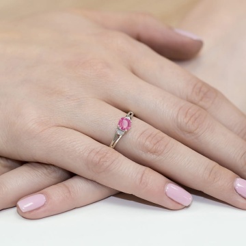 Inel Aur 9K cu Topaz Roz 0.65 ct si Diamante Naturale 0.01 ct - Img 8