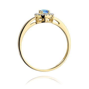 Inel Aur 9K cu Topaz Swiss 0.15 ct si Diamante Naturale 0.08 ct - Img 3