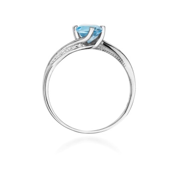 Inel Aur 9K cu Topaz Swiss 0.50 ct si Diamante Naturale 0.05 ct - Img 7