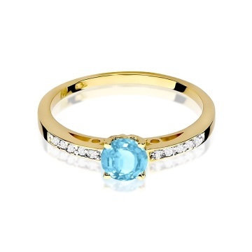 Inel Aur 9K cu Topaz Swiss 0.50 ct si Diamante Naturale 0.05 ct - Img 8