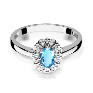 Inel Aur 9K cu Topaz Swiss 0.50 ct si Diamante Naturale 0.07 ct - Img 6
